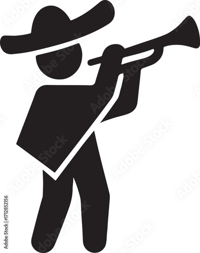 Mariachi band glyph silhouette, traditional Mexican music vector EPS, festive performance icon for download