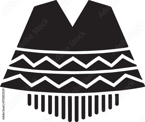 Mexican poncho glyph silhouette, traditional clothing vector EPS, cultural fashion icon for download
