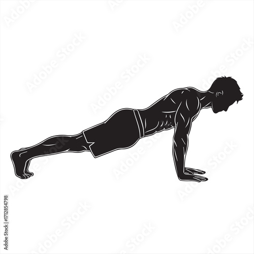 “Push-up Silhouette – Core Strength Fitness Vector”