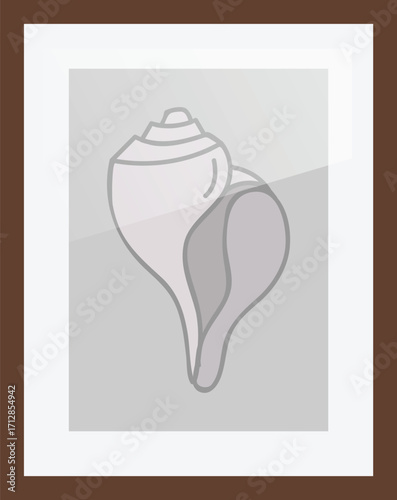 Framed Seashell Artwork in Minimalist Gray and White Tones