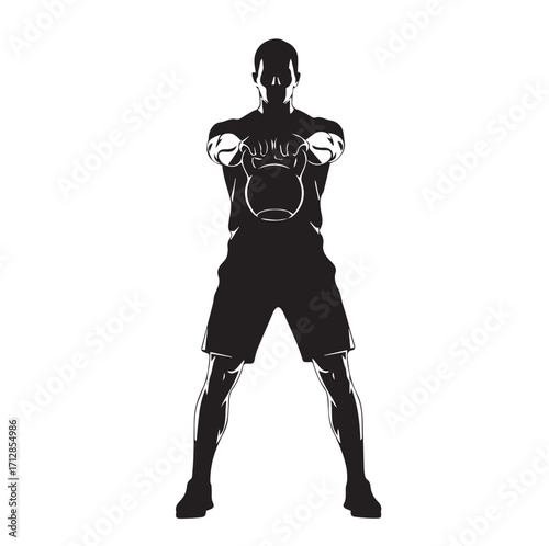 “Kettlebell Swing Silhouette – Functional Fitness Vector”