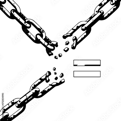 Symbolic Illustration of a Broken Chain Representing Freedom and Liberation.