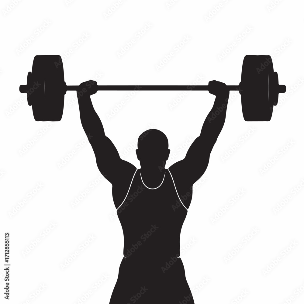 Naklejka premium “Overhead Press Silhouette – Shoulder Strength Training Vector”