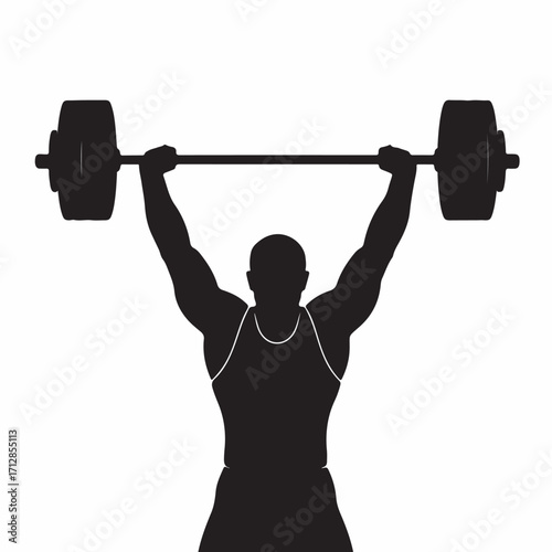 “Overhead Press Silhouette – Shoulder Strength Training Vector”