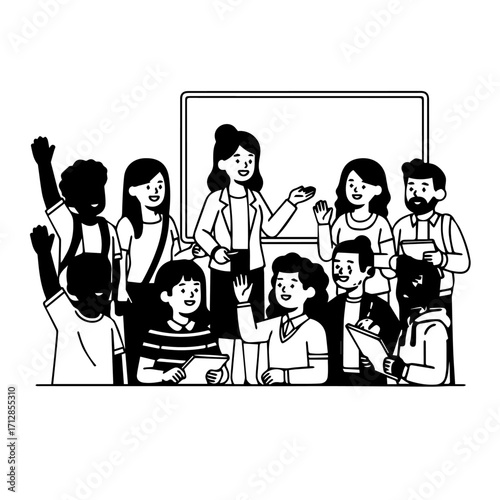 Teacher Presenting to Students in Classroom Engaging and Interactive Learning Environment.