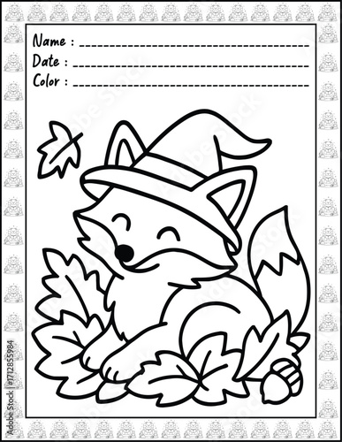 Bold and Easy Spooky Hygge Coloring Book for Adults and Kid. High resolution (300 DPI), Ready to print on standard 8.5x11-(A4) inch paper With (No Bleed), Black and White. Vector illustration