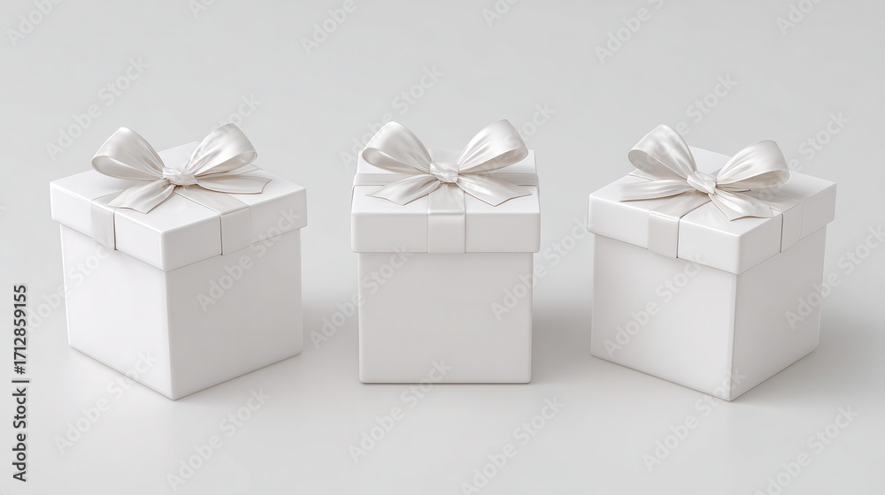 Obraz premium set of a small white gift box with a smooth surface transparent png background ai generated