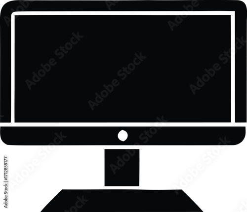Modern computer monitor icon showcasing a sleek design with a clear display and a stable stand suitable for digital interfaces.