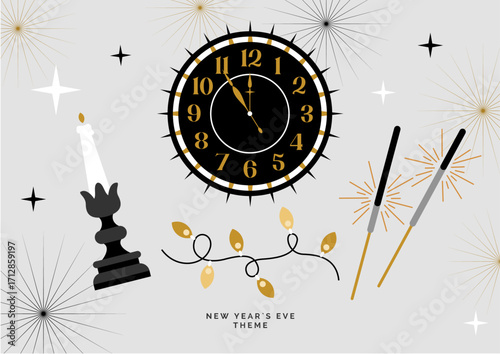 New years clock shows time