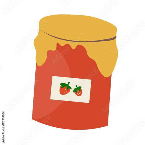 Strawberry jam jar vector illustration