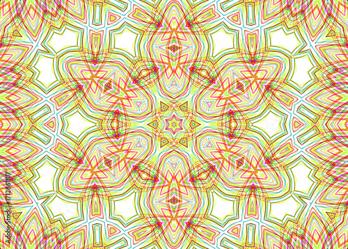 Abstract pattern from bright colorful lines on white