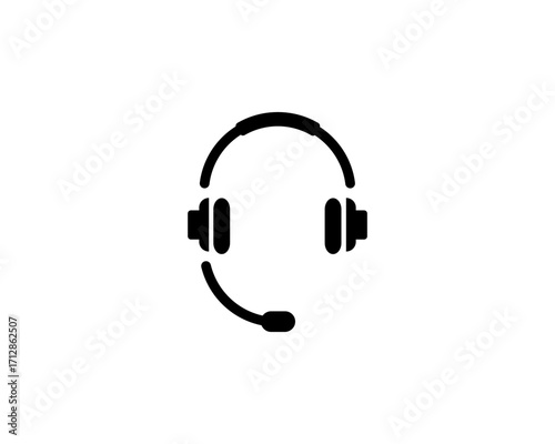 Headset icon, Support Headphone. Flat Vector Icon illustration. Simple black symbol on white background. Headset, Support Headphone sign design template for web and mobile UI element
