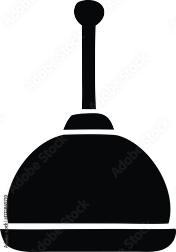 Iconic silhouette of a plunger tool for household plumbing repairs and unclogging tasks simplified