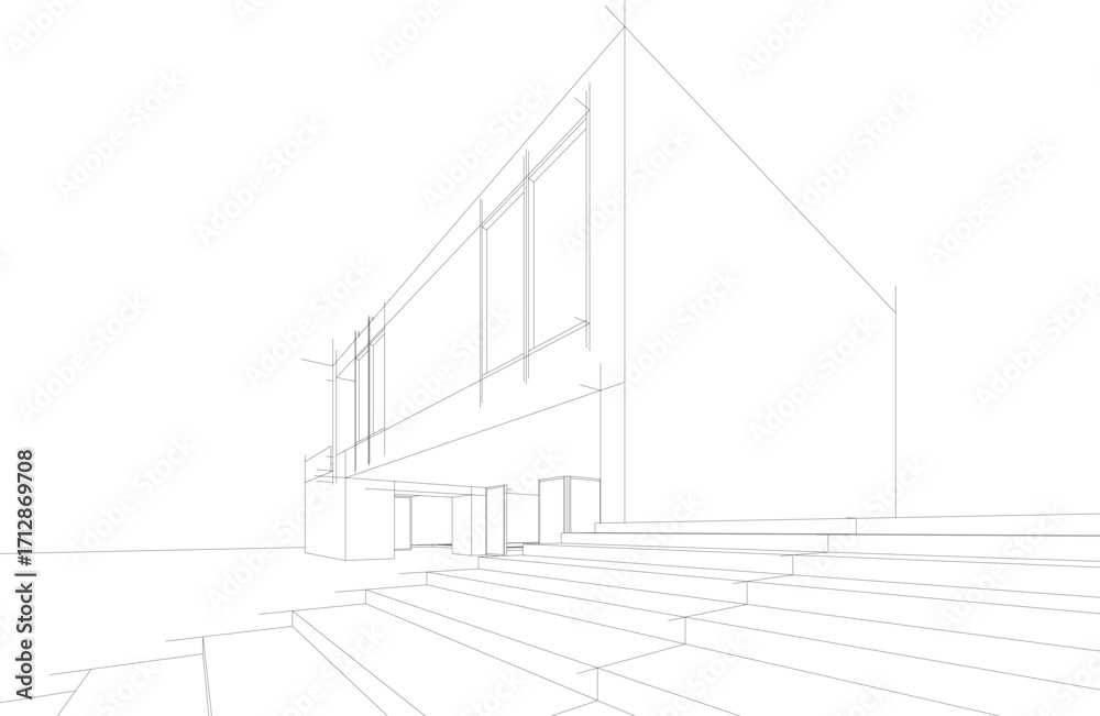 Fototapeta premium architectural drawing 3d vector illustration