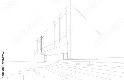 architectural drawing 3d vector illustration
