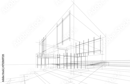 architectural drawing 3d vector illustration