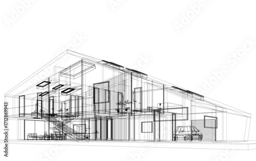 architectural drawing 3d vector illustration