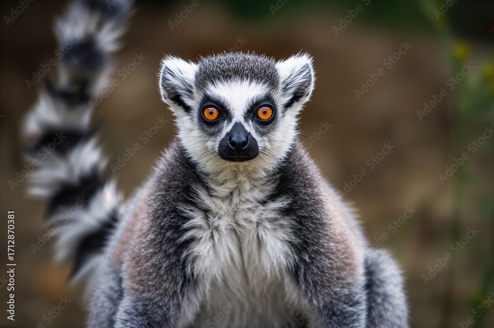 Obraz premium Ring-tailed lemur gazing intently