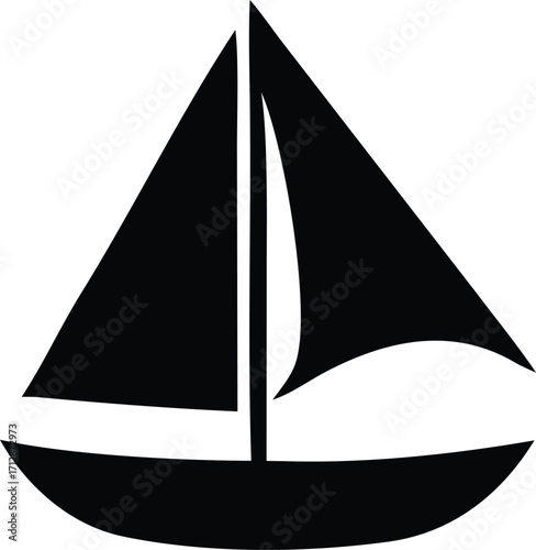 Silhouette of a sailboat with sails full of wind evoking a sense of adventure and open water journeys on the sea