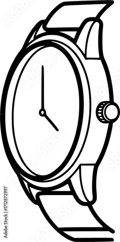watch silhouette line art vector illustration with a white background