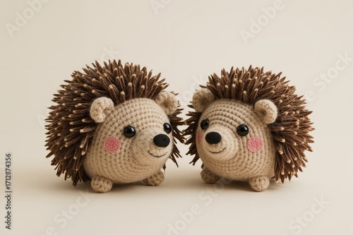 Two Amusing Crochet Hedgehog Plushies. Handmade Amigurumi Creatures.