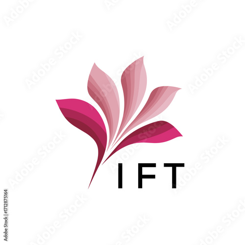 IFT Creative Nature-Inspired Logo Concept Isolated on White, IFT  Later Logo, Minimalist Floral Branding Illustration in Pink Shades.
