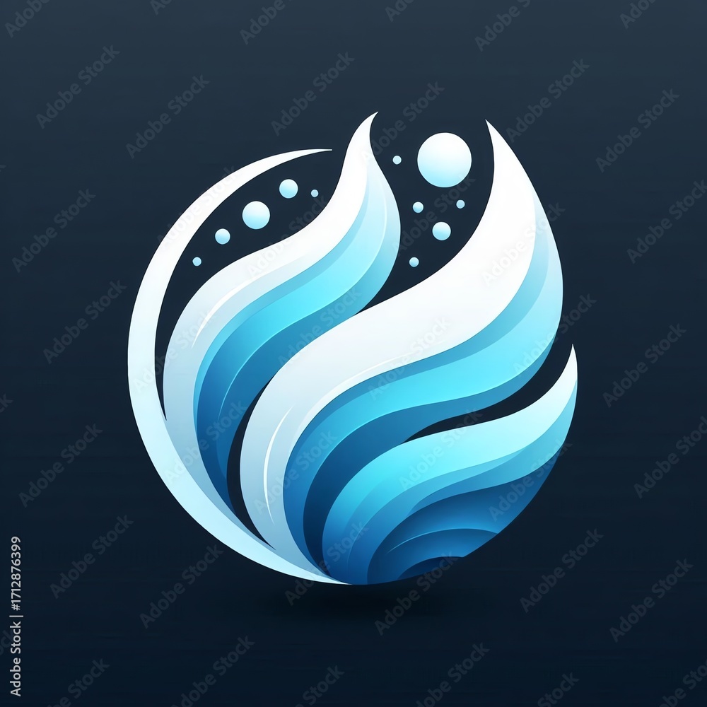 Fototapeta premium Abstract blue vector illustration with water, ocean, and tribal elements for a natural design