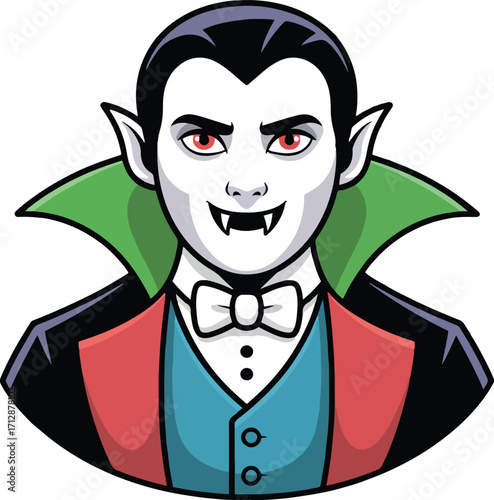 Vampire Dracula Face – Halloween Horror Character Vector Illustration Isolate on White Background 