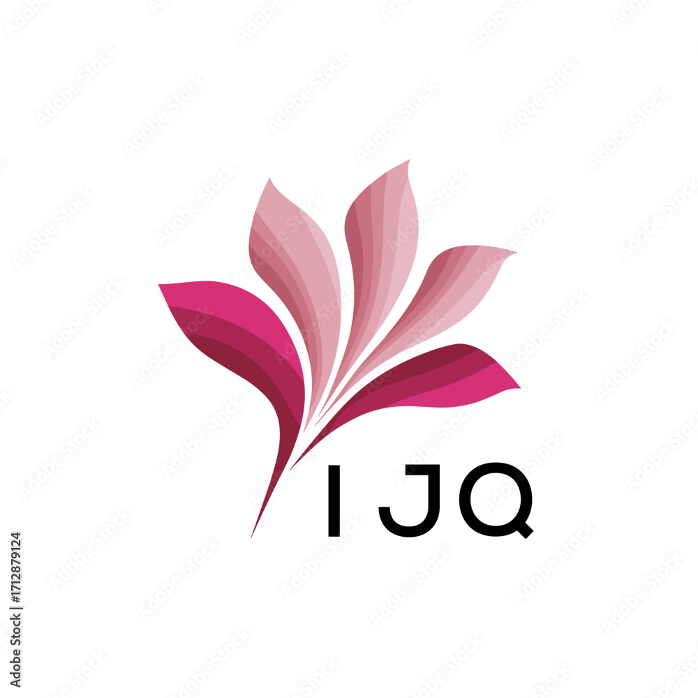 Obraz premium IJQ Creative Nature-Inspired Logo Concept Isolated on White, IJQ Later Logo, Minimalist Floral Branding Illustration in Pink Shades. 