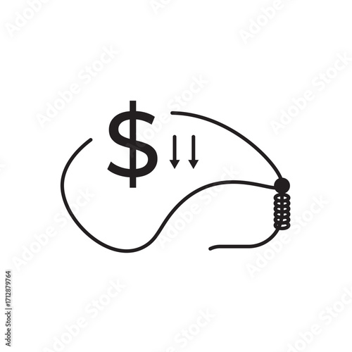 Credit control icon with a dollar sign being reined in, symbolizing debt management, risk mitigation, and financial regulation. Ideal for credit apps, banking services, and financial compliance.