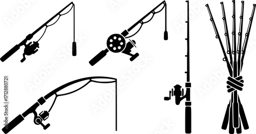 Fishing rod silhouette, Fishing rod svg, Fishing pole svg, Spinning rods svg, Spinning rods illustration, Fishing rod bundle, Fishing rod clipart