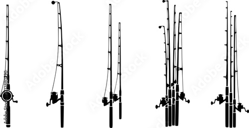 Fishing rod silhouette, Fishing rod svg, Fishing pole svg, Spinning rods svg, Spinning rods illustration, Fishing rod bundle, Fishing rod clipart