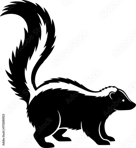 skunk silhouette line art vector illustration with a white background