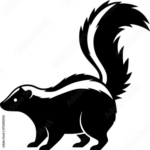 skunk silhouette line art vector illustration with a white background
