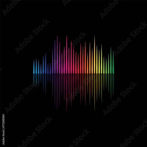 Equalizer, audio, sound wave logo design inspiration
