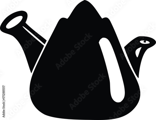 Simple silhouette of a neti pot for nasal cleansing and sinus irrigation with handle and spouts clean and clear sinus relief tool