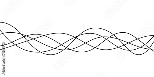 Thin line wavy background on white background.  Flowing wave line background on white page. Abstract thin line wave icon. 
