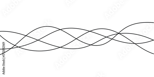Thin line wavy background on white background.  Flowing wave line background on white page. Abstract thin line wave icon. 