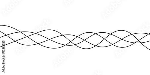 Thin line wavy background on white background.  Flowing wave line background on white page. Abstract thin line wave icon. 