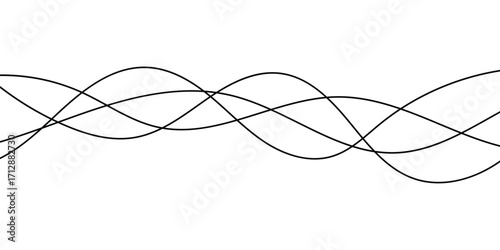 Thin line wavy background on white background.  Flowing wave line background on white page. Abstract thin line wave icon. EPS 10. 