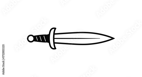 Simple black and white illustration of a classic dagger or fighting knife