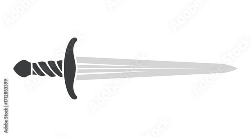 A simple black and white illustration of a classic medieval dagger