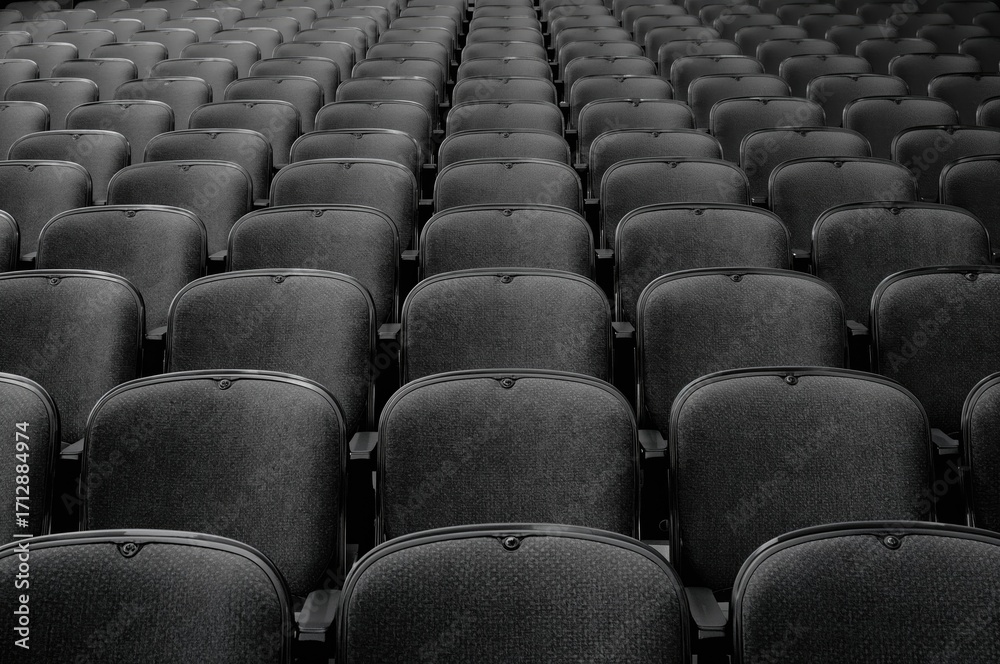 Obraz premium Rows of retro seats captured in monochrome
