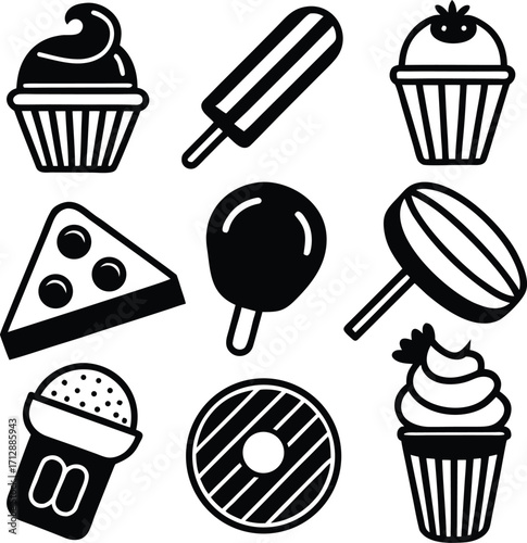 Sweet treats collection a delicious assortment of desserts and frozen delights perfect for various design projects