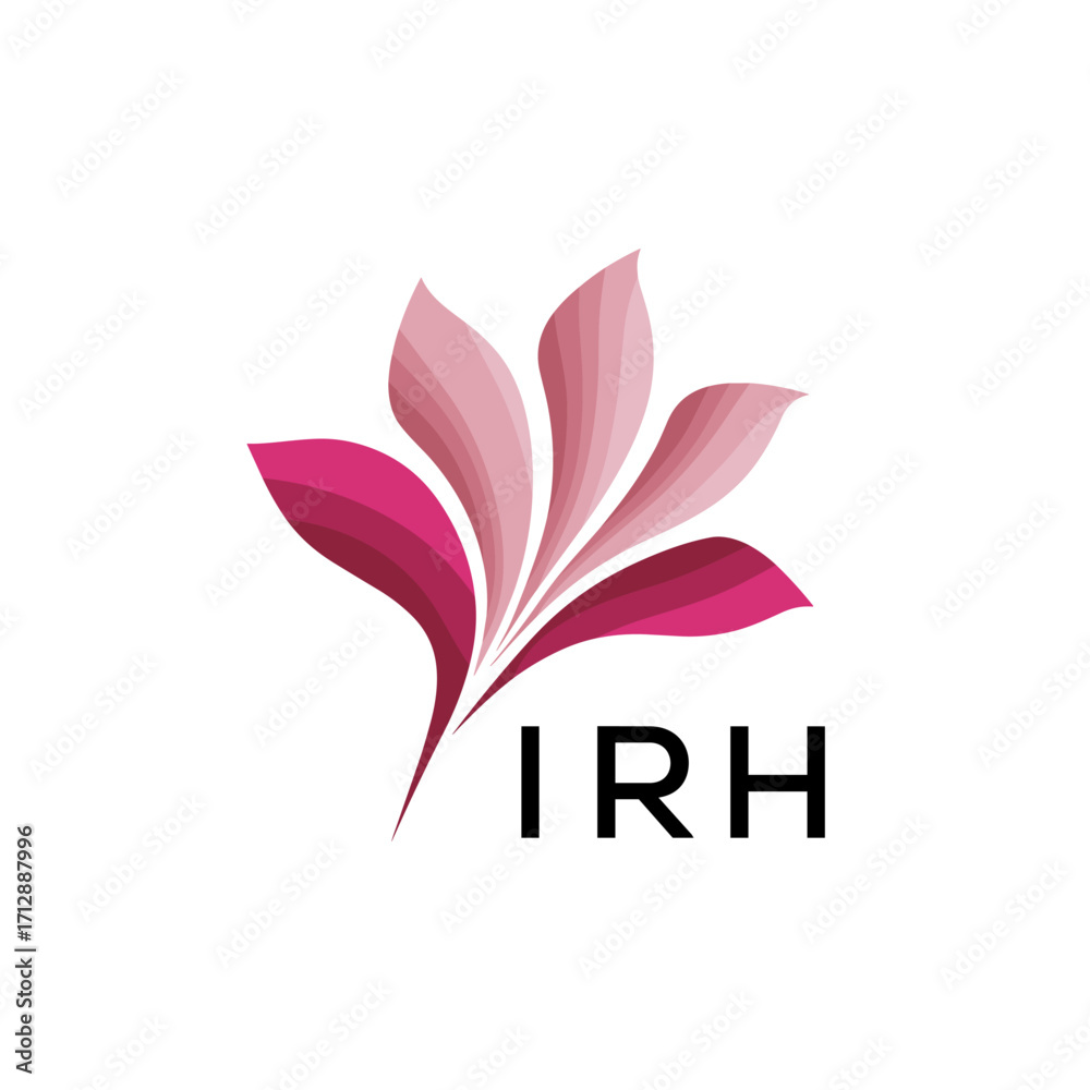Obraz premium IRH Creative Nature-Inspired Logo Concept Isolated on White, IRH Later Logo, Minimalist Floral Branding Illustration in Pink Shades. 