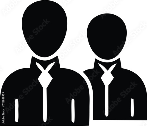 Silhouettes of two formally dressed individuals representing a team or partnership in a professional business context for corporate use