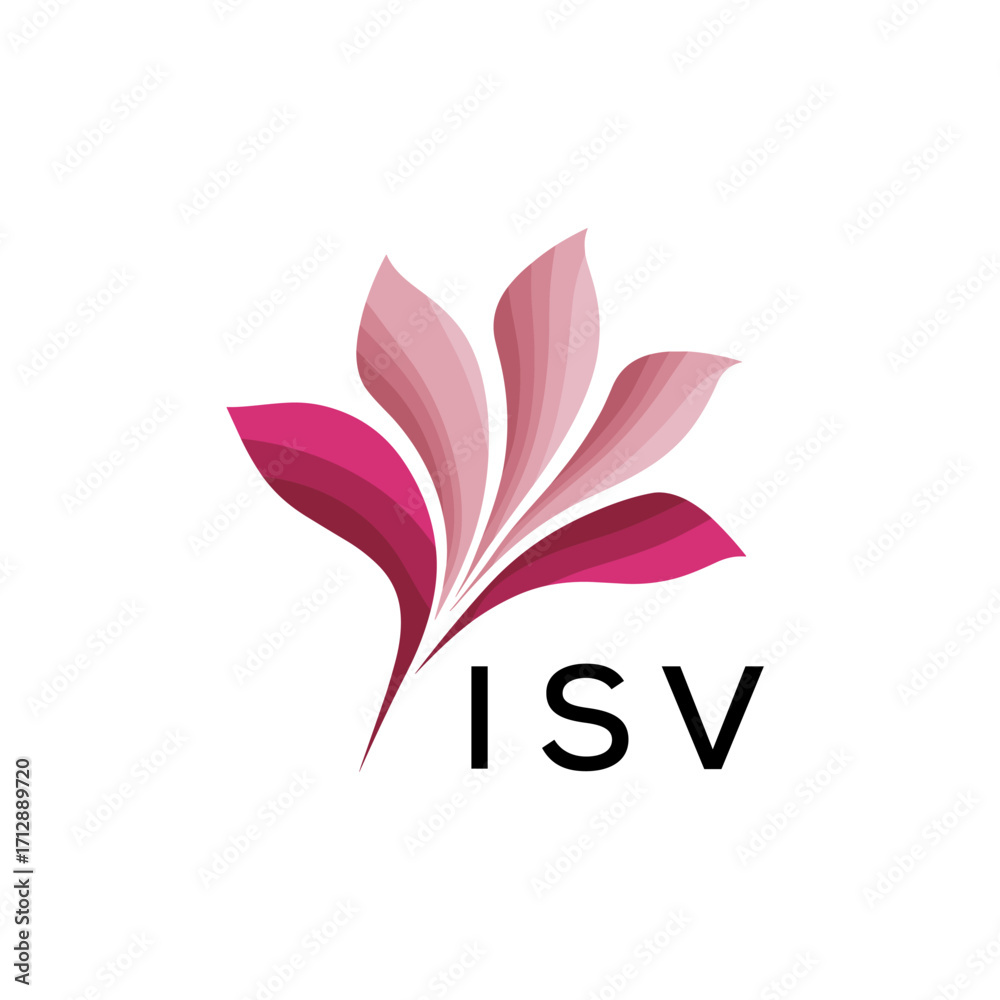 Obraz premium ISV Creative Nature-Inspired Logo Concept Isolated on White, ISV Later Logo, Minimalist Floral Branding Illustration in Pink Shades. 