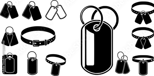 Dog tag silhouette, Dog tag army silhouettes, Dog collar silhouette, Dog ring silhouettes, Dog tag , Military dog tag silhouettes