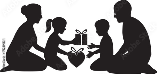 Family Sharing Gifts Silhouette Giving Special Occasion Moment