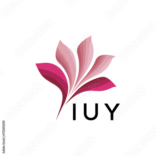 IUY Creative Nature-Inspired Logo Concept Isolated on White, IUY Later Logo, Minimalist Floral Branding Illustration in Pink Shades.
